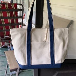Lands End Medium Natural Tote Bag Open Top